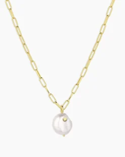 gorjana Reese Pearl Necklace 18k Gold Plated, Pearl Sale