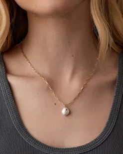 gorjana Reese Pearl Necklace 18k Gold Plated, Pearl Sale