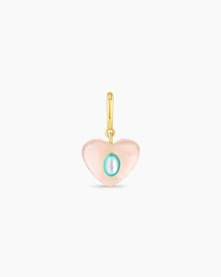 gorjana Rose Quartz Heart Parker Charm 18k Gold Plated New
