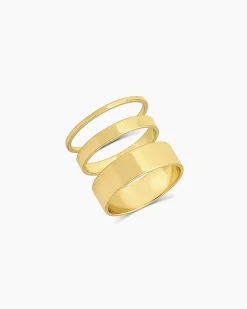 gorjana Rose Ring Set 18k Gold Plated Hot