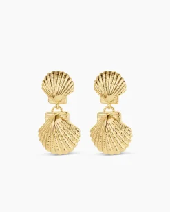 gorjana Shell Drop Earrings 18k Gold Plated Outlet