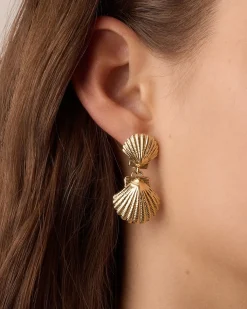 gorjana Shell Drop Earrings 18k Gold Plated Outlet