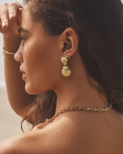 gorjana Shell Drop Earrings 18k Gold Plated Outlet
