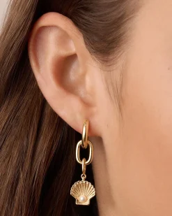 gorjana Shell Pearl & Starfish Charm Huggies 18k Gold Plated Best