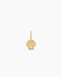 gorjana Shell Pearl Parker Charm 18k Gold Plated New