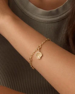 gorjana Shell Pearl Parker Charm 18k Gold Plated New