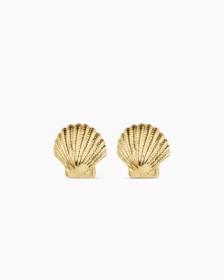 gorjana Shell Statement Studs 18k Gold Plated Fashion