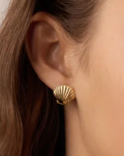 gorjana Shell Statement Studs 18k Gold Plated Fashion