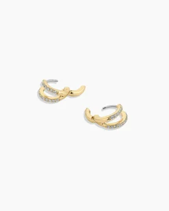 gorjana Shimmer Double Huggies 18k Gold Plated Clearance