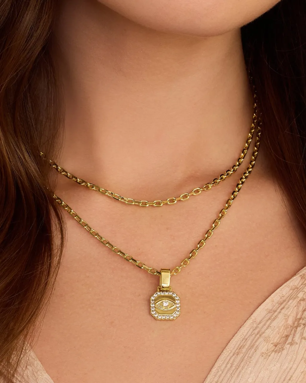 gorjana Shimmer Evil Eye Tag Charm 18k Gold Plated Discount
