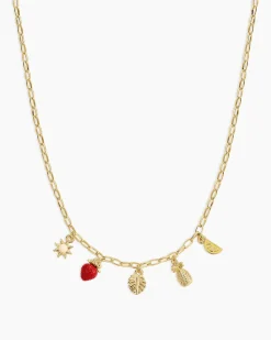 gorjana Summer Mini Charm Necklace 18k Gold Plated Outlet