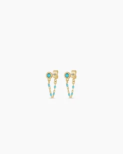 gorjana Turquoise Capri Chain Huggies 18k Gold Plated Clearance