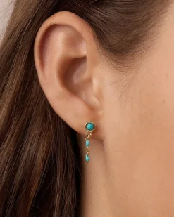 gorjana Turquoise Capri Chain Huggies 18k Gold Plated Clearance