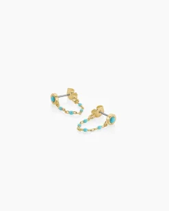 gorjana Turquoise Capri Chain Huggies 18k Gold Plated Clearance