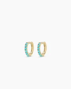 gorjana Turquoise Row Huggies 14k Solid Gold Hot