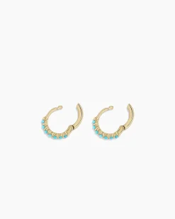 gorjana Turquoise Row Huggies 14k Solid Gold Hot