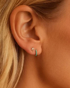 gorjana Turquoise Row Single Huggie 14k Solid Gold Fashion