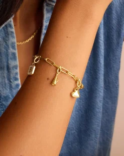 gorjana Varsity Parker Charm 18k Gold Plated New