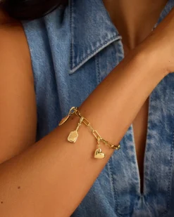gorjana Varsity Parker Charm 18k Gold Plated New