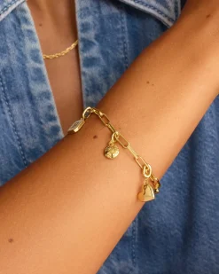 gorjana Varsity Parker Charm 18k Gold Plated New