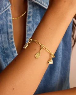 gorjana Varsity Parker Charm 18k Gold Plated New