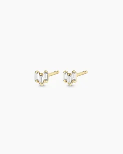 gorjana White Sapphire Amara Trio Studs 14k Solid Gold Fashion