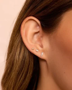 gorjana White Sapphire Amara Trio Studs 14k Solid Gold Fashion