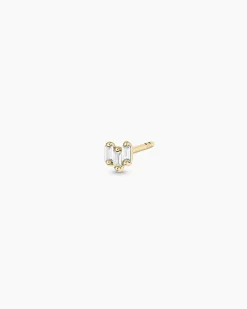 gorjana White Sapphire Amara Trio Single Stud 14k Solid Gold Online