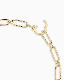 gorjana Zoey Statement Link Necklace 18k Gold Plated Hot